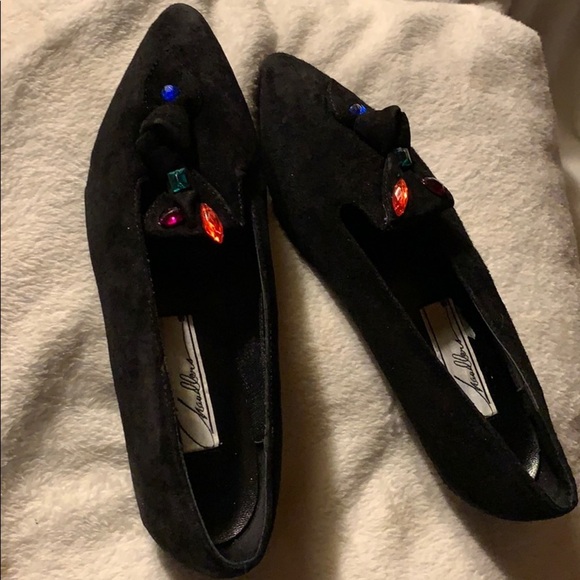 Chandelier Brand Black Suede Flats w/Jewel Accts - Picture 2 of 10